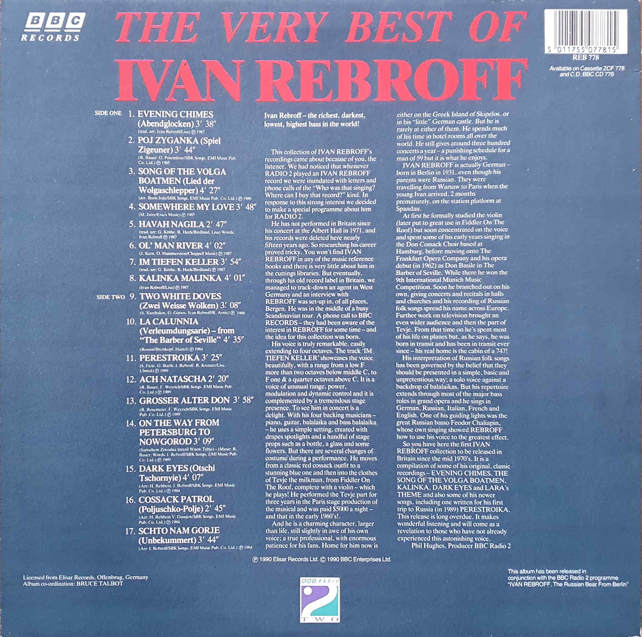 Picture of REB 778 The very best of Ivan Rebroff by artist Ivan Rebroff from the BBC records and Tapes library